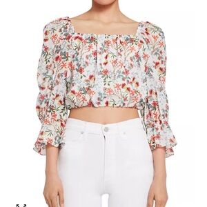 Alice + Olivia Deb Square Floral Neck Top